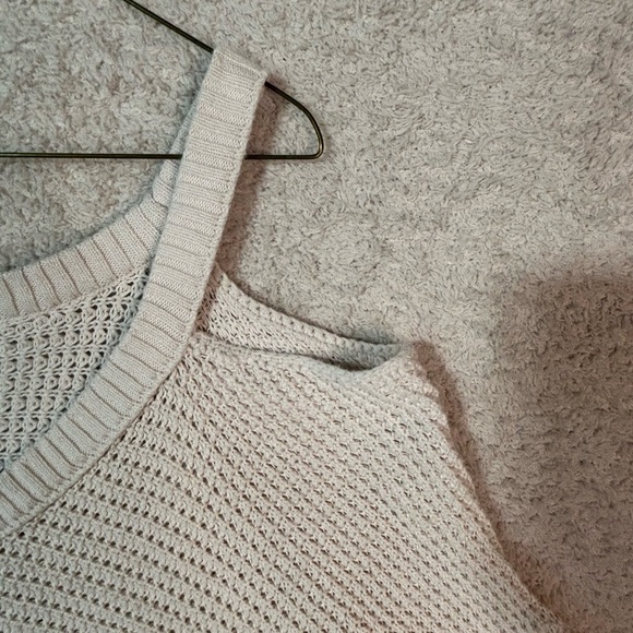 Free People Moonshine V Neck Sweater Top Size Medium Thermal Cream Oversized - Picture 5 of 10